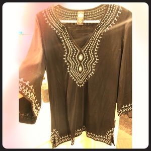 VINTAGE LUCKY BRAND - Black embroidered Tunic